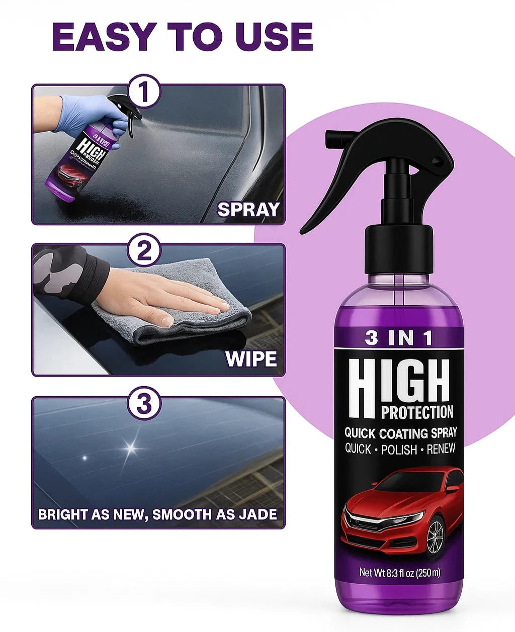 High Protection Fast Car Ceramic Coating Spray Pack of 2