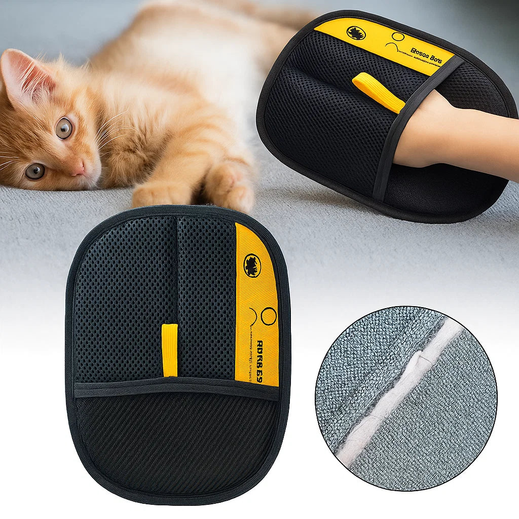 Pet Hair Removal Gloves – Double Sided Grooming Mitt for Dogs & Cats
